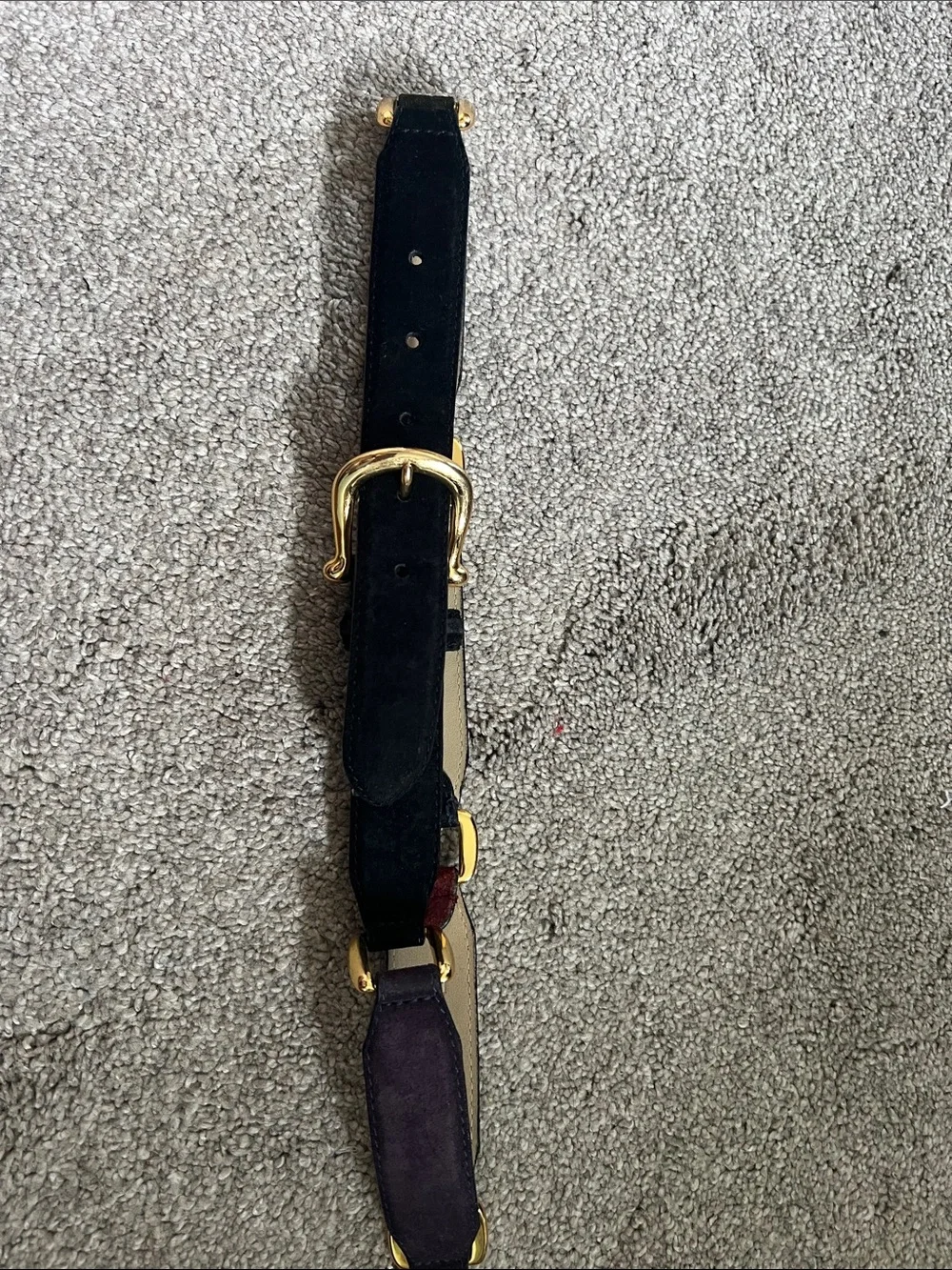 Fossil Genuine Leather Colorblock Suede Belt Gold Hardware Vintage Boho